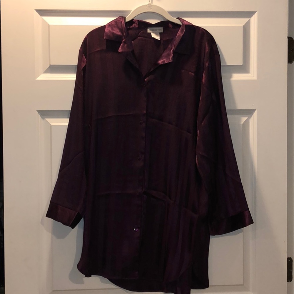 Jones New York Maroon Satin-like Nightgown